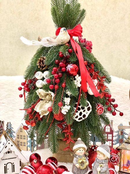 Brăduț decorat de Crăciun in nuante rosii & Lotos Bradut-053 foto